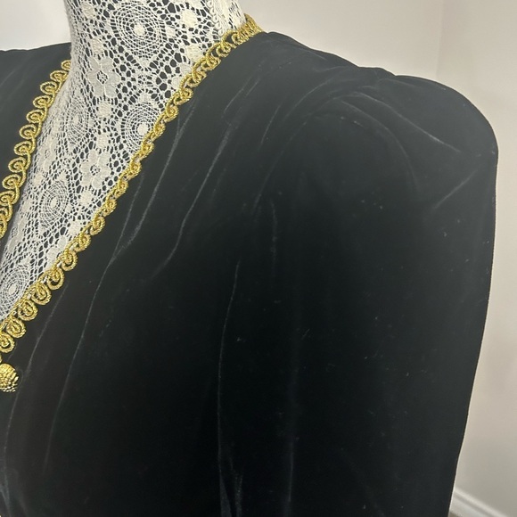 Vintage military inspired black velvet with gold trim accents and buttons - Picture 9 of 15